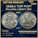 1936-d Walking Liberty Half Dollar TOP POP! 50c ms67+ SEGS