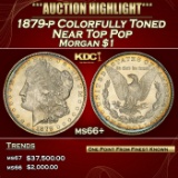 1879-p Morgan Dollar Colorfully Toned Near Top Pop $1 ms66+ SEGS