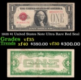 1928 $1 United States Note Ultra Rare Red Seal Grades vf++