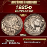 1925-d Buffalo Nickel 5c ms65 SEGS