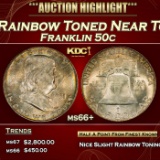 1951-d Franklin Half Dollar Rainbow Toned Near Top Pop 50c ms66+ SEGS