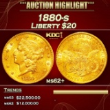 1880-s Gold Liberty Double Eagle $20 ms62+ USCG