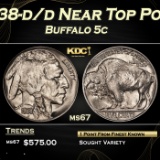 1938-d/d Buffalo Nickel Near Top Pop 5c ms67 SEGS