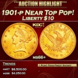 1901-p Gold Liberty Eagle Near Top Pop! $10 ms66+ SEGS