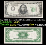 1934 $500 Green Seal Federal Reserve Note President McKinley San Francisco, CA Grades xf+ FR-2201L