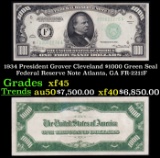 1934 $1000 Green Seal Federal Reserve Note President Grover Cleveland Atlanta, GA Grades xf+ FR-2211