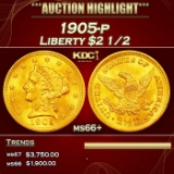 1905-p Gold Liberty Quarter Eagle $2 1/2 ms66+ SEGS