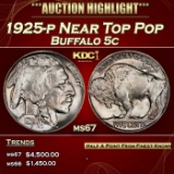 1925-p Buffalo Nickel Near Top Pop 5c ms67 SEGS