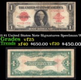 1923 $1 United States Note Grades vf+ Signatures Speelman/White