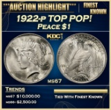1922-p Peace Dollar TOP POP! $1 ms67 SEGS