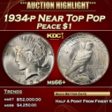 1934-p Peace Dollar Near Top Pop $1 ms66+ SEGS