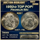 1950-d Franklin Half Dollar TOP POP! 50c ms67+ FBL SEGS