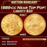 1889-cc Gold Liberty Double Eagle Near Top Pop! $20 ms63 SEGS