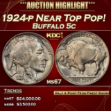 1924-p Buffalo Nickel Near Top Pop! 5c ms67 SEGS
