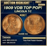 1909 VDB Lincoln Cent TOP POP! 1c ms68 rd SEGS