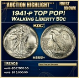 1941-p Walking Liberty Half Dollar TOP POP! 50c ms68+ SEGS