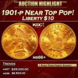 1901-p Gold Liberty Eagle Near Top Pop! $10 ms66+ SEGS