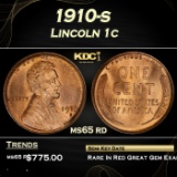 1910-s Lincoln Cent 1c Grades ms65 rd