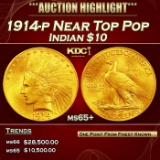 1914-p Gold Indian Eagle Near Top Pop $10 ms65+ SEGS