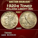 1920-s Walking Liberty Half Dollar Toned 50c ms63 USCG