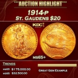 1914-p Gold St. Gaudens Double Eagle $20 ms65+ SEGS