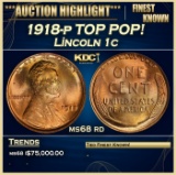 1918-p Lincoln Cent TOP POP! 1c ms68 rd SEGS