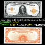 1922 $10 Large Size Gold Certificate Grades xf Signatures Speelman/White