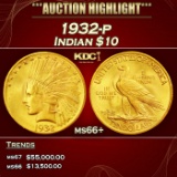 1932-p Gold Indian Eagle $10 ms66+ SEGS