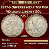 1917-d Obverse Walking Liberty Half Dollar Near Top Pop 50c ms65+ SEGS