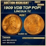 1909 VDB Lincoln Cent TOP POP! 1c ms68 rd SEGS