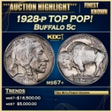 1928-p Buffalo Nickel TOP POP! 5c ms67+ SEGS
