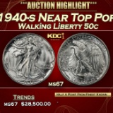 1940-s Walking Liberty Half Dollar Near Top Pop 50c ms67 SEGS