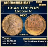 1914-s Lincoln Cent TOP POP! 1c ms66 rb SEGS