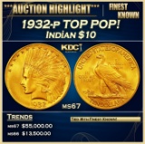 1932-p Gold Indian Eagle TOP POP! $10 ms67 SEGS