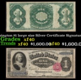 1891 $1 large size Silver Certificate Martha Washington Grades xf Signatures Tillman/Morgan