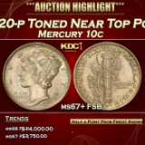 1920-p Mercury Dime Toned Near Top Pop 10c ms67+ FSB SEGS