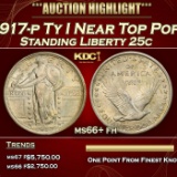 1917-p Ty I Standing Liberty Quarter Near Top Pop 25c ms66+ fh SEGS