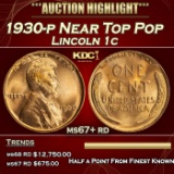 1930-p Lincoln Cent Near Top Pop 1c ms67+ rd SEGS