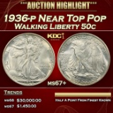 1936-p Walking Liberty Half Dollar Near Top Pop 50c ms67+ SEGS