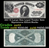 1917 $1 Large Size Legal Tender Note Grades Select AU Signatures Elliott/Burke