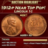1912-p Lincoln Cent Near Top Pop! 1c ms66+ rd SEGS