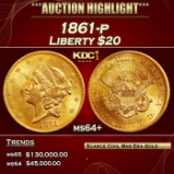 1861-p Gold Liberty Double Eagle $20 ms64+ SEGS