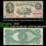 1875 $2 Red Seal United States Note Grades vf+ FR-45