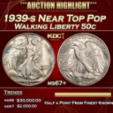 1939-s Walking Liberty Half Dollar Near Top Pop 50c ms67+ SEGS