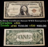1935A $1 Silver Certificate Hawaii WWII Emergency Currency Grades vf+