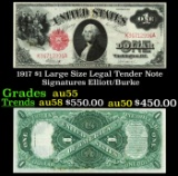 1917 $1 Large Size Legal Tender Note Grades Choice AU Signatures Elliott/Burke