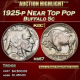 1925-p Buffalo Nickel Near Top Pop 5c ms67 SEGS