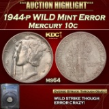 PCGS 1944-p Mercury Dime Wind Mint Error 10c ms64 PCGS