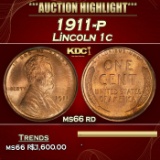 1911-p Lincoln Cent 1c ms66 rd SEGS