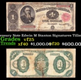 1891 $1 Treasury Note Edwin M Stanton Grades vf+ Signatures Tillman/Morgan